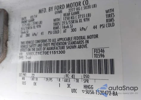 2014 Ford Transit Connect Xl from USA, damaged, VIN NM0LE6E70E1151300